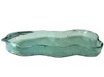 Crystal green freeform cast glass centerpiece tray with an organic wavy rim and textured finish from RockFort Lebanon.