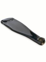 Long dark melted wine bottle tray in glossy brown glass, angled view from RockFort Lebanon.